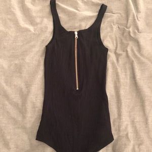 Rose gold zippered bodysuit
